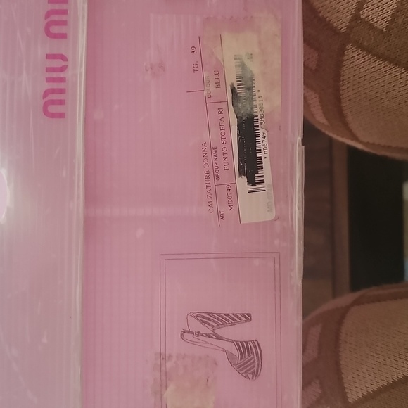 Vintage Miu Miu Striped Calzature Donna Fabric Coated Peep Toe Heels Sz 39 - Picture 6 of 7